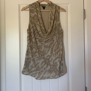 Ann Taylor Mixed Material Cowl Tank